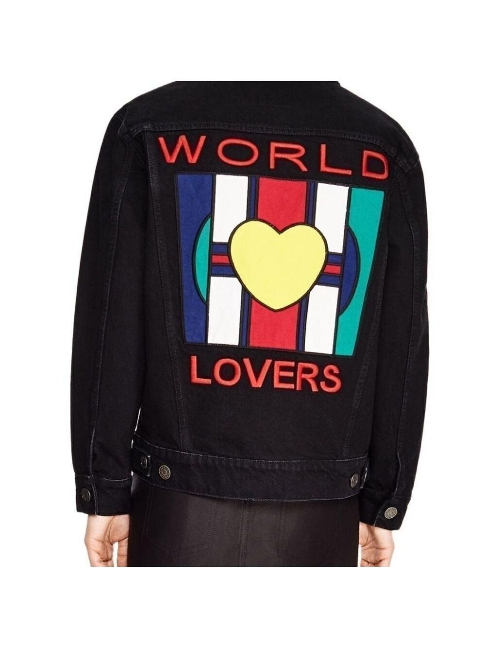 SANDRO Paris Embroidered DESIGNER BLACK Denim Jacket SIZE 40